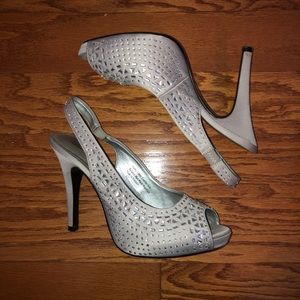 Silver Sequin Heels